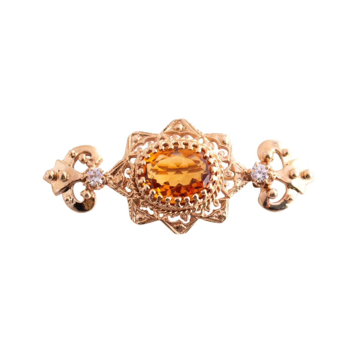 Vintage 14k Gold Citrine Bar Brooch