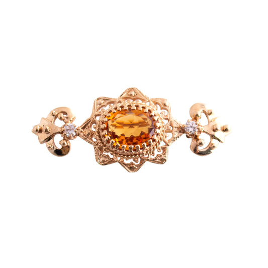 Vintage 14k Gold Citrine Bar Brooch