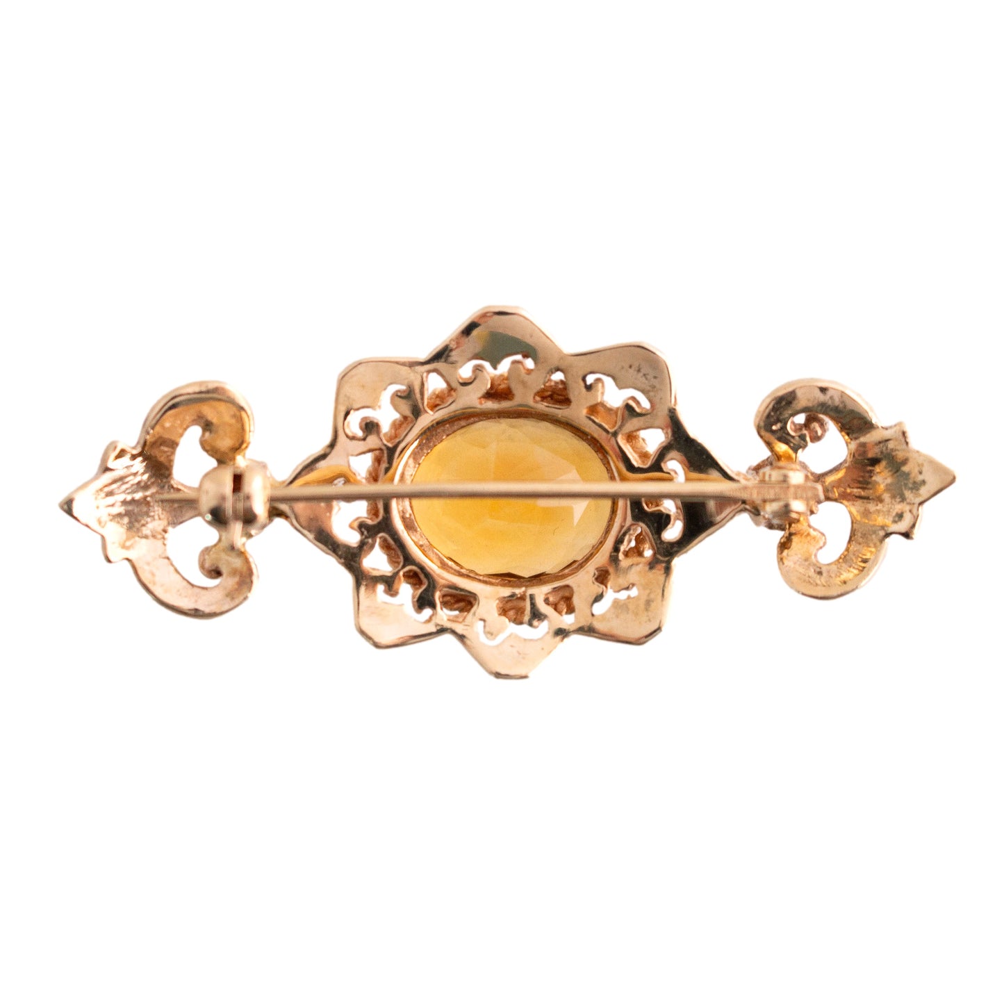 Vintage 14k Gold Citrine Bar Brooch