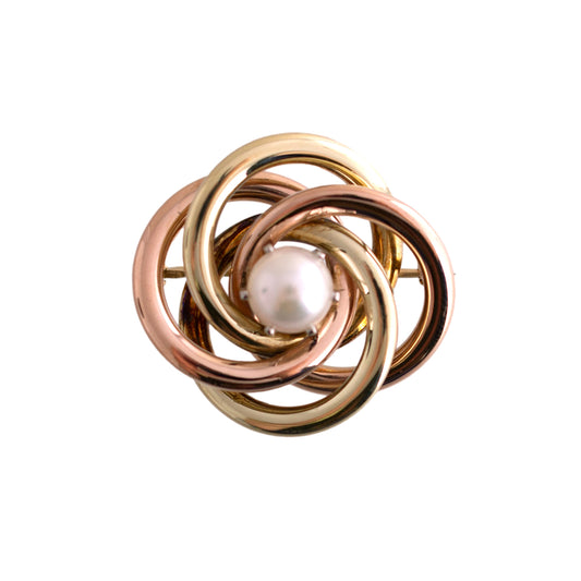 Retro Rose and Green Gold Circle Brooch