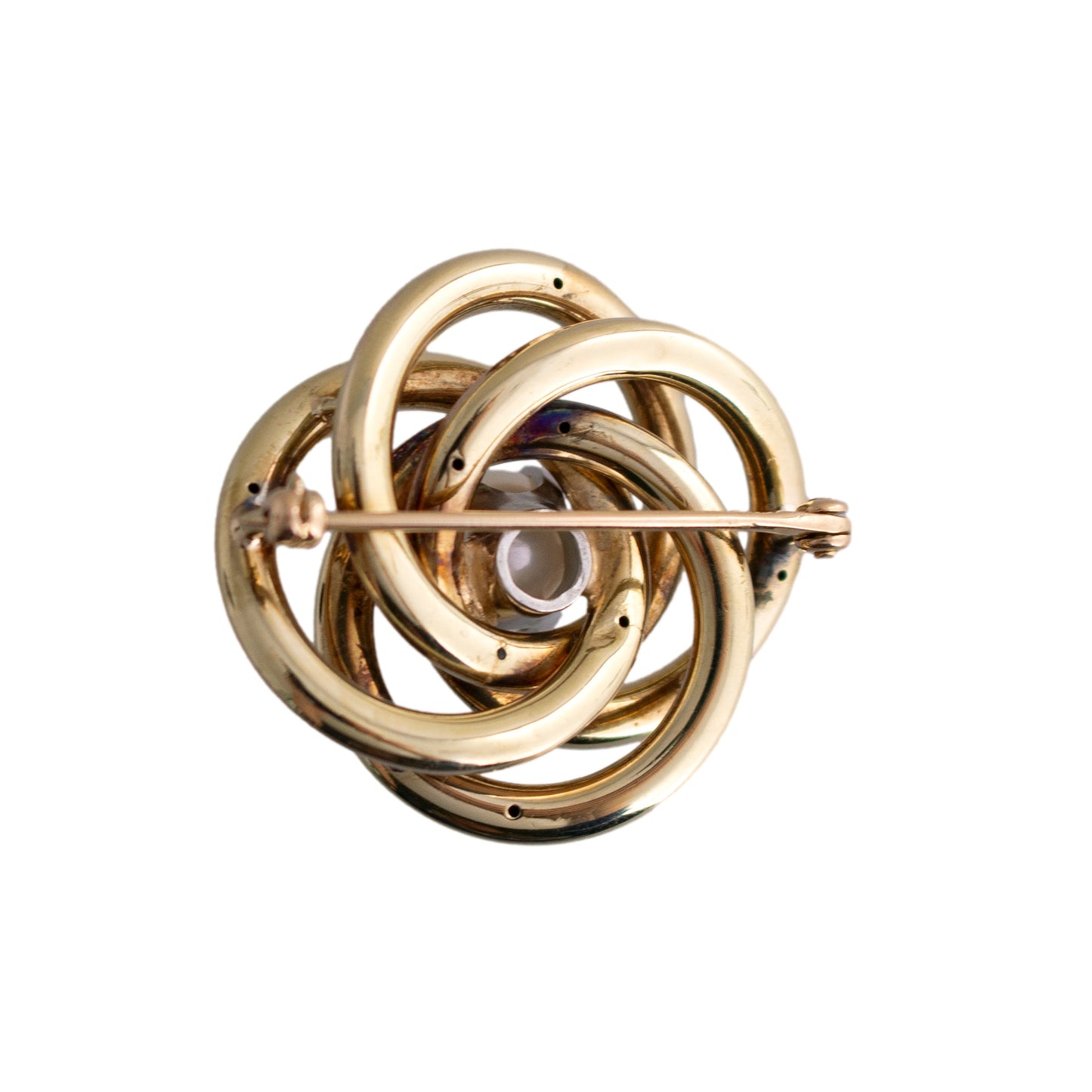 Retro Rose and Green Gold Circle Brooch