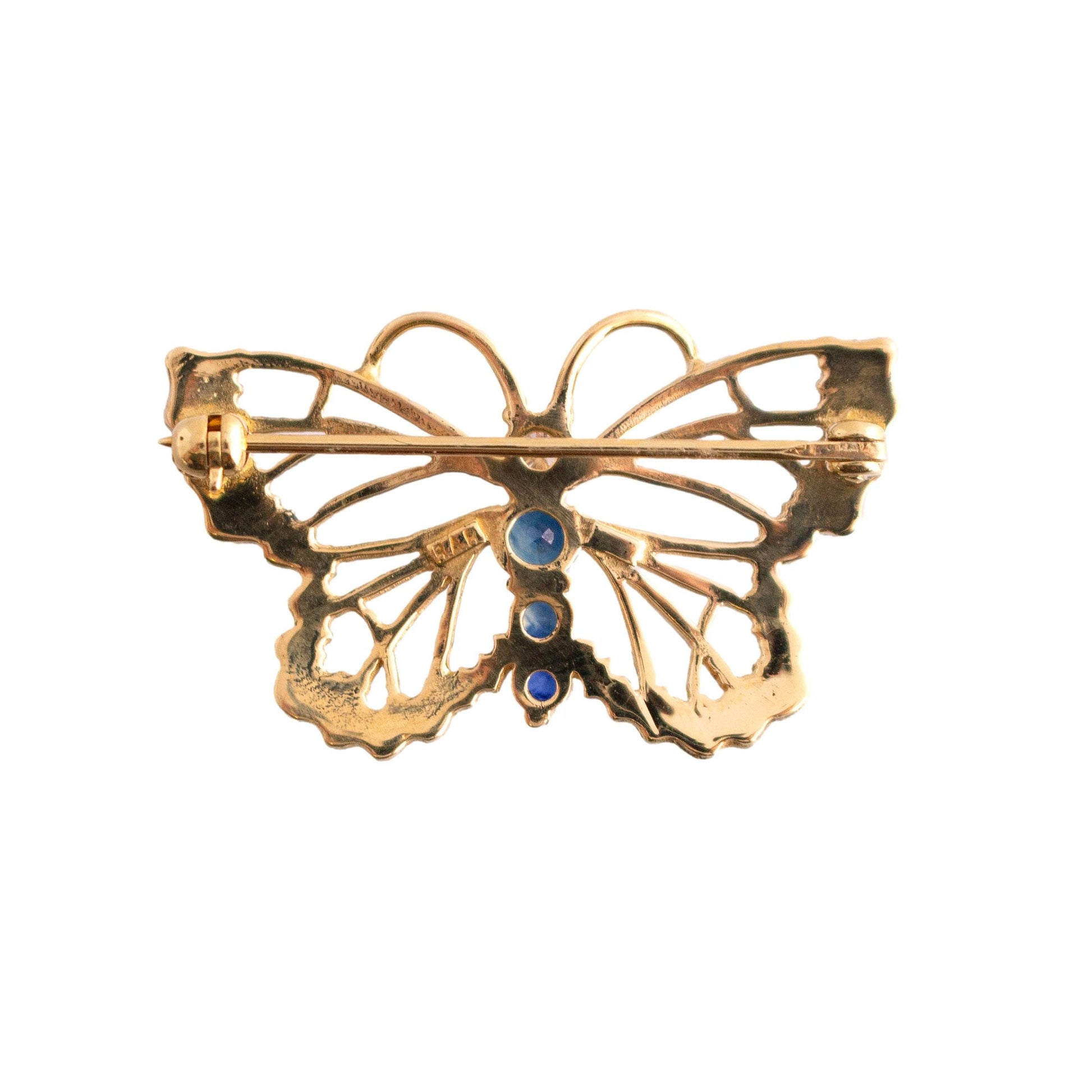Sapphire and Diamond Butterfly Brooch