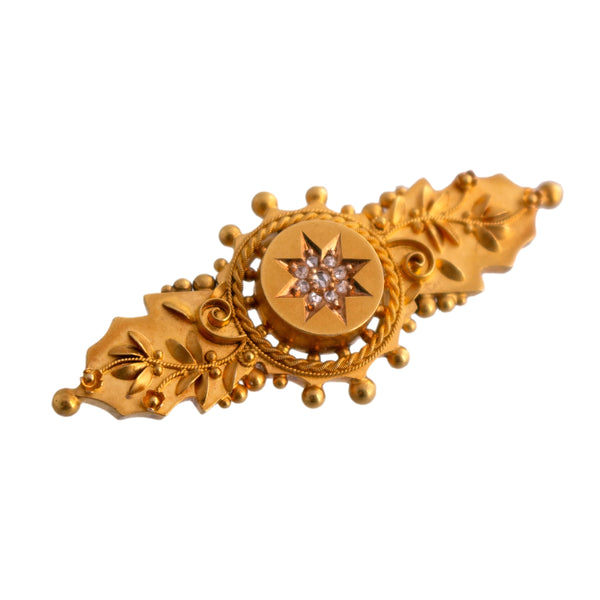 15K Gold Rose Cut Diamond Brooch