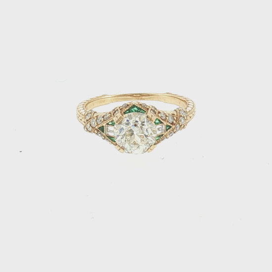 Repurposed 14k Yellow Gold 1.38 Carat Old European Cut Reproduction Ring