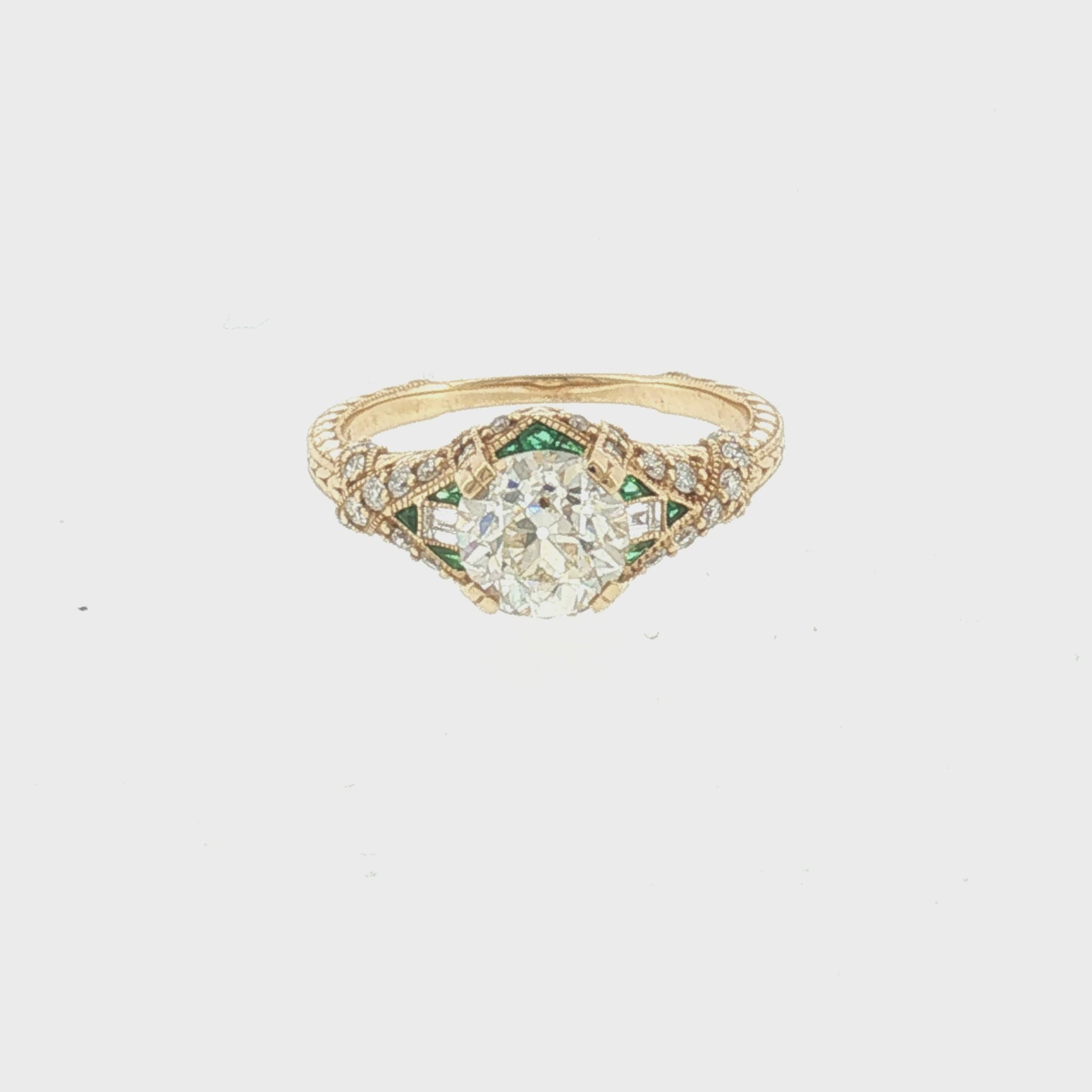 Repurposed 14k Yellow Gold 1.38 Carat Old European Cut Reproduction Ring