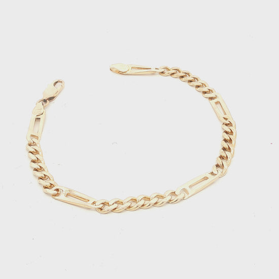 A Vintage Alternating Cuban and Open Link 7" Bracelet