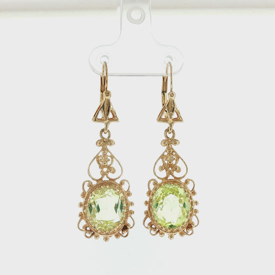 Mid-Century Victorian Revival Lab Grown Sapphire Drop Earrings