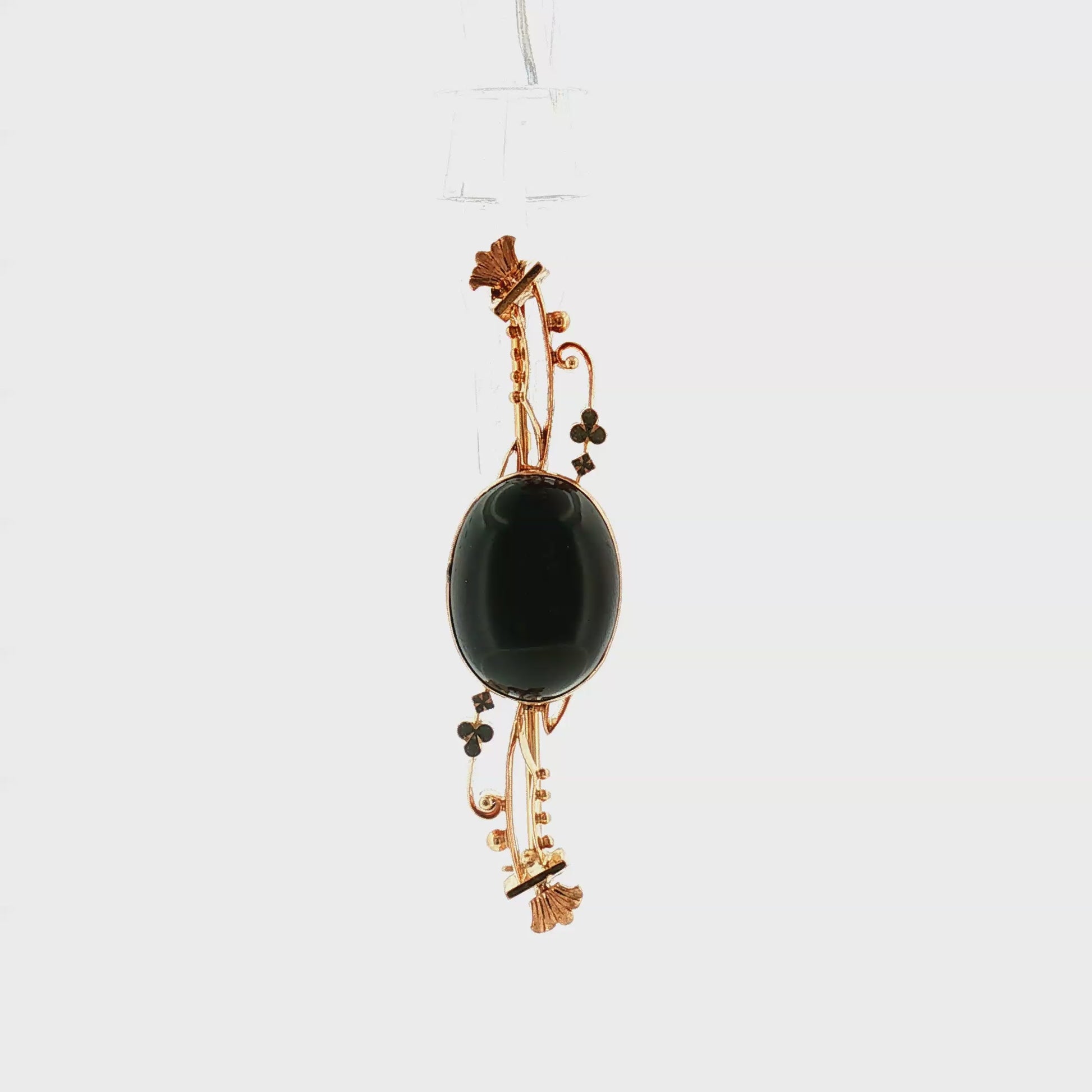 Victorian 14k Rose Gold Almandine Garnet Carbuncle Curved Bar Pin