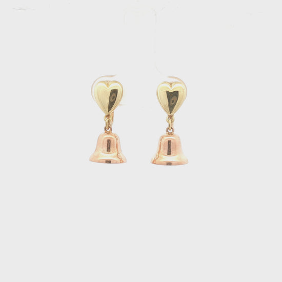 Retro Rose and Green Gold Bell Earrings