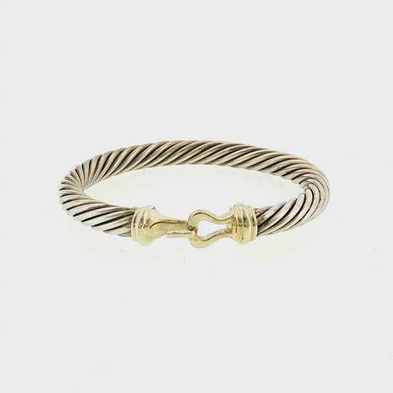 Late 20th-Century Sterling and 14k D. Yurman 7mm Buckle Cable Bracelet