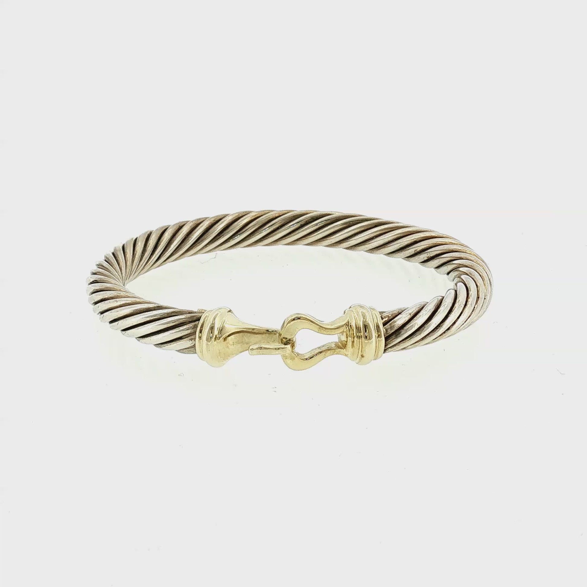 Late 20th-Century Sterling and 14k D. Yurman 7mm Buckle Cable Bracelet