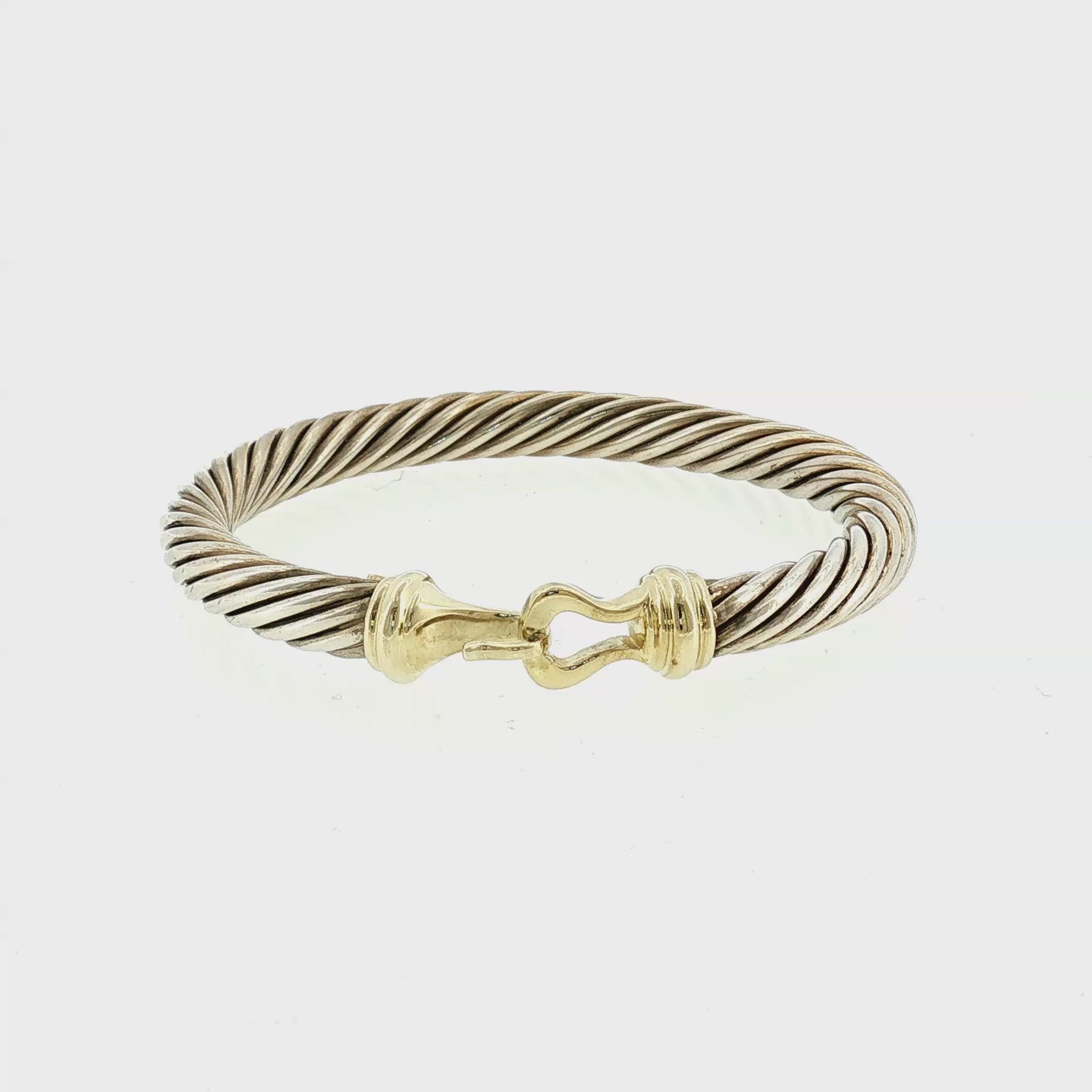 Late 20th-Century Sterling and 14k D. Yurman 7mm Buckle Cable Bracelet