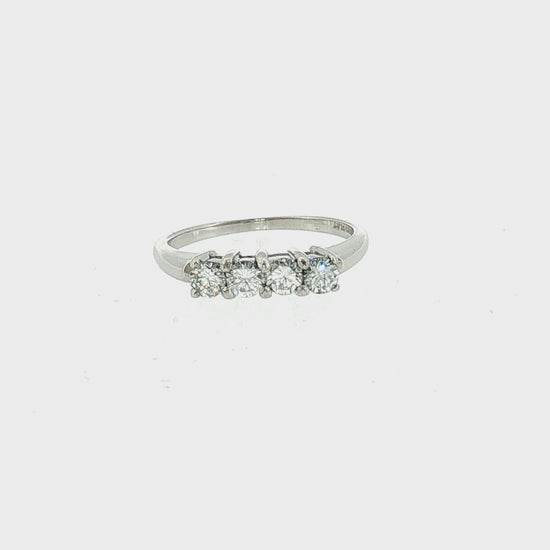 Late 20th-Century Platinum 4 Brilliant Cut Diamond Wedding Ring
