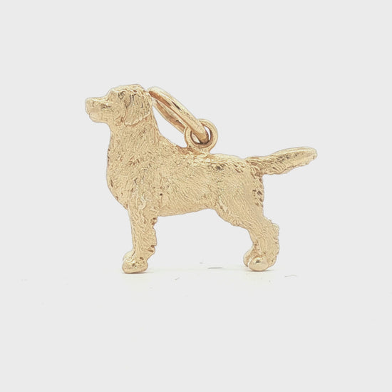 A Vintage Golden Retriever Charm in 14k yellow gold