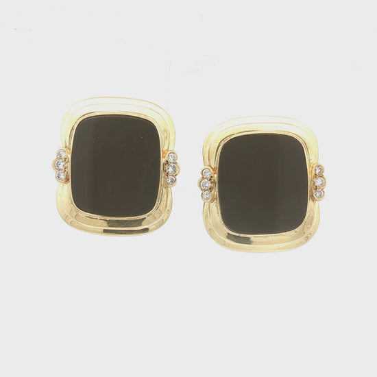 Gold and Onyx Earrings with Diamond Accents