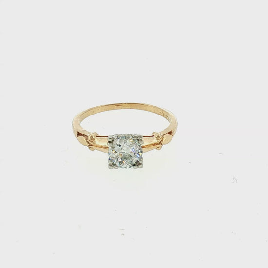 1940's 14k Two Tone .57 Carat Diamond Engagement Ring
