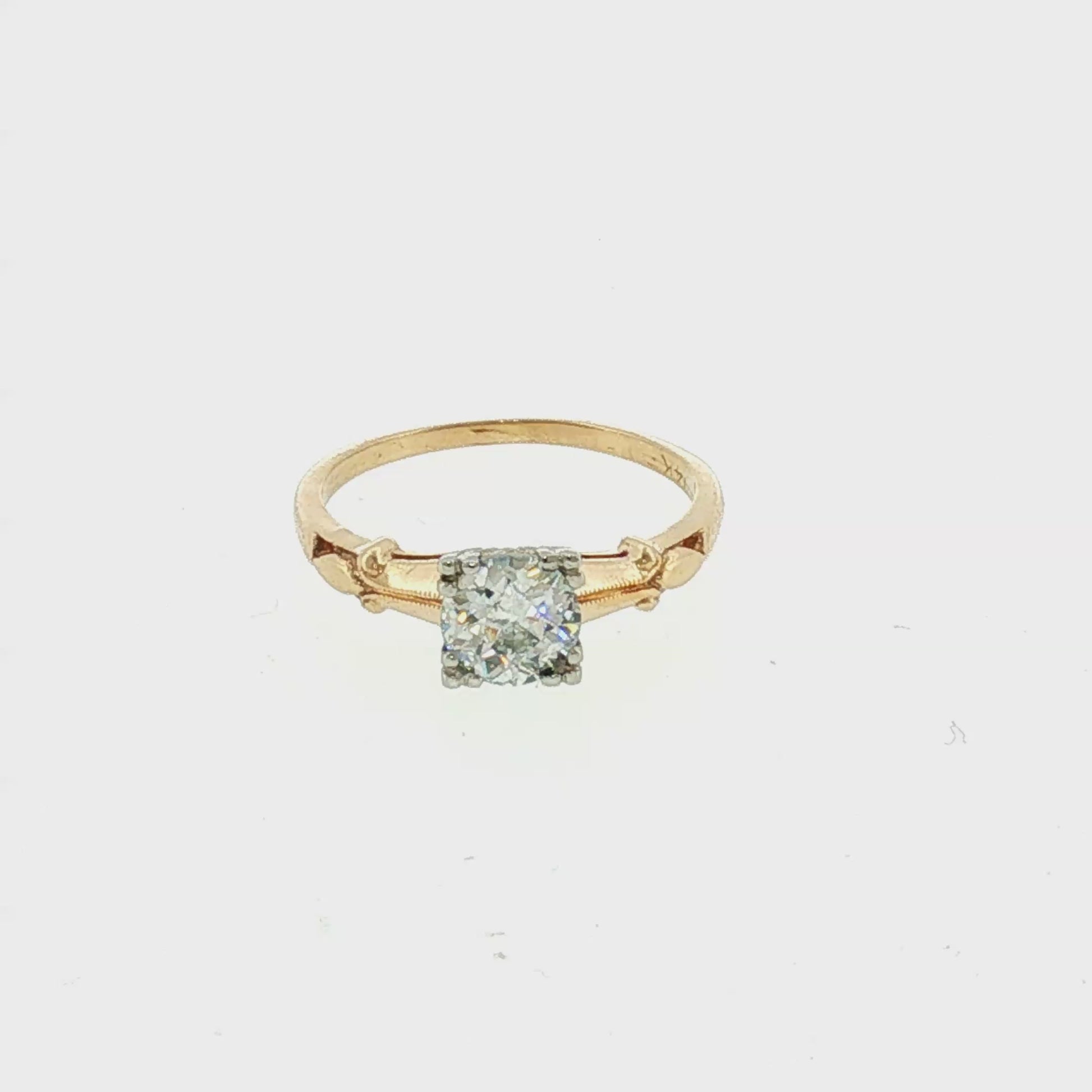 1940's 14k Two Tone .57 Carat Diamond Engagement Ring