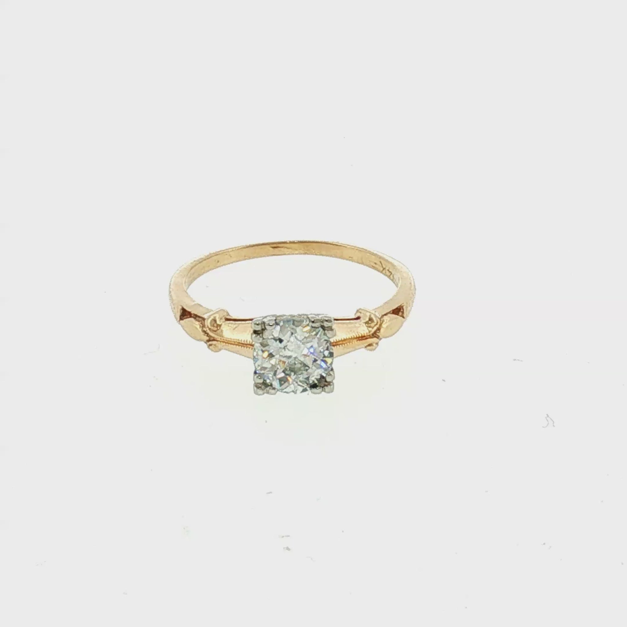 1940's 14k Two Tone .57 Carat Diamond Engagement Ring