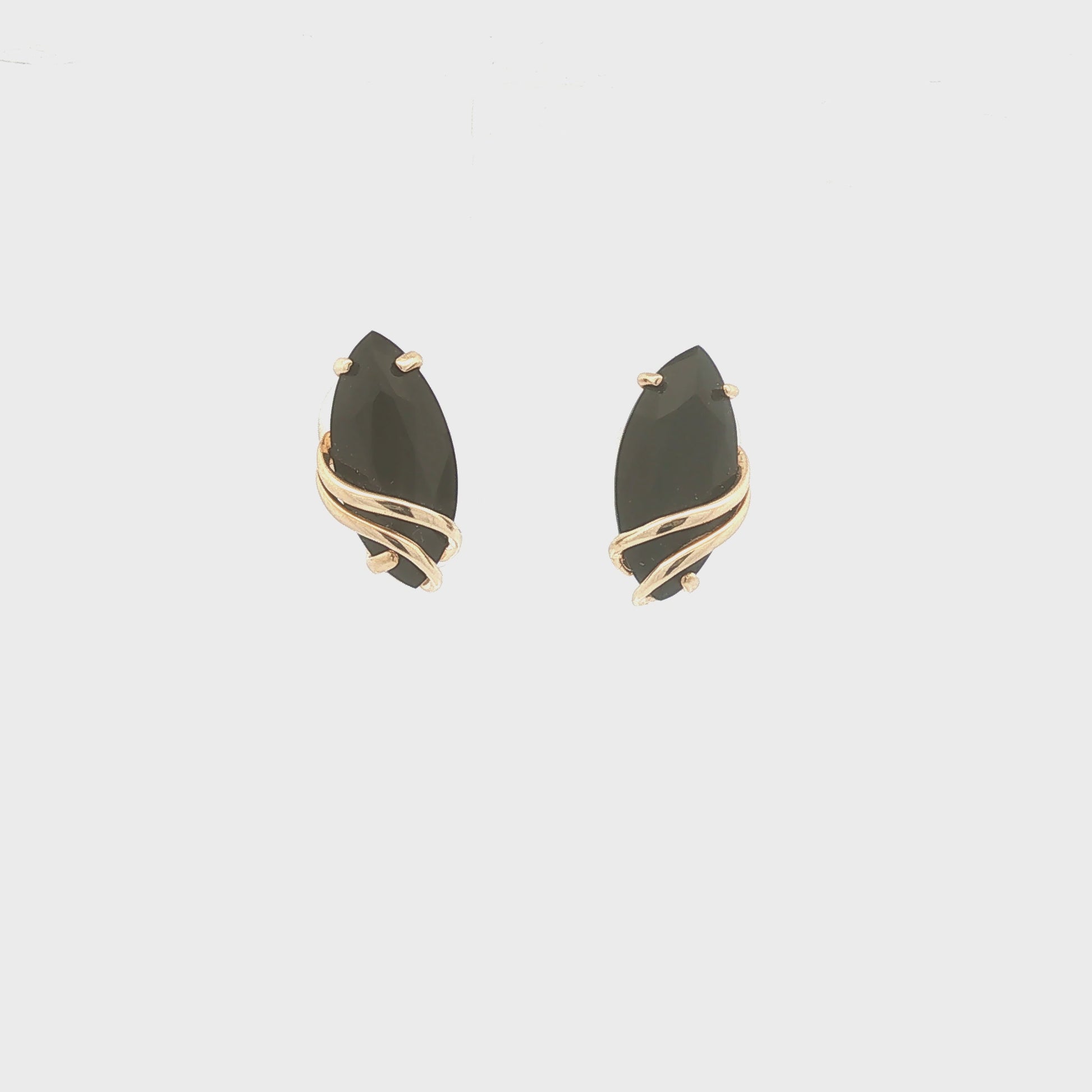 Marquise Onyx Wire Wrapped Earrings