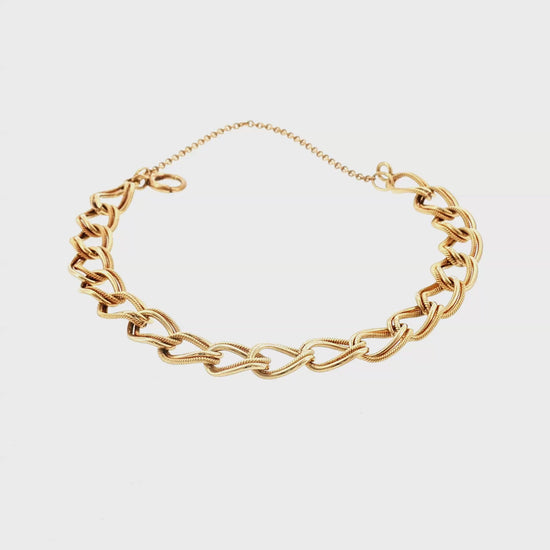 Mid-Century 14kyg Double Texture Link Bracelet
