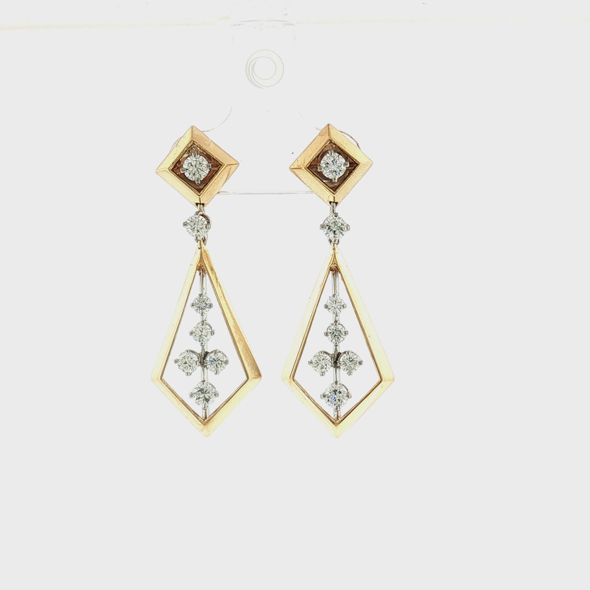 1960's McTeigue 18k and Platinum Diamond Drop Earrings
