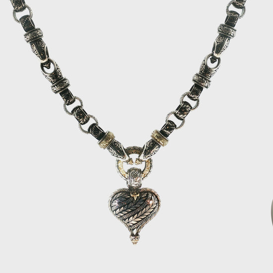 Late 20th-Century Sterling and 18k Bowman Original Reversible Heart Necklace
