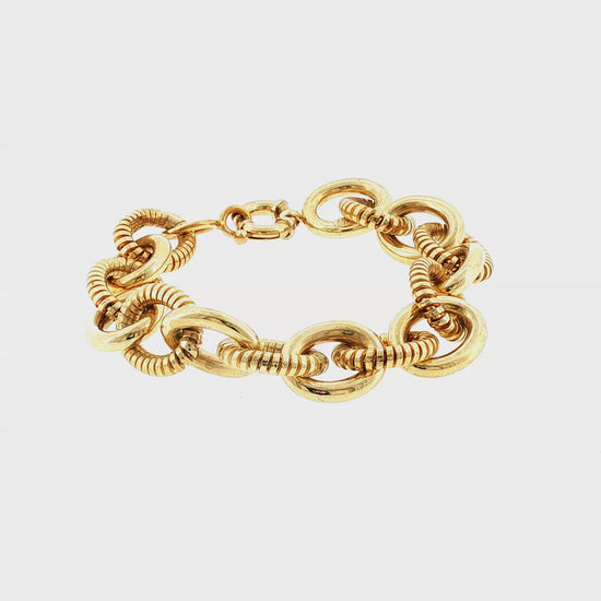 Late 20th-Century 14k Yellow Gold Combination Texture Bracelet