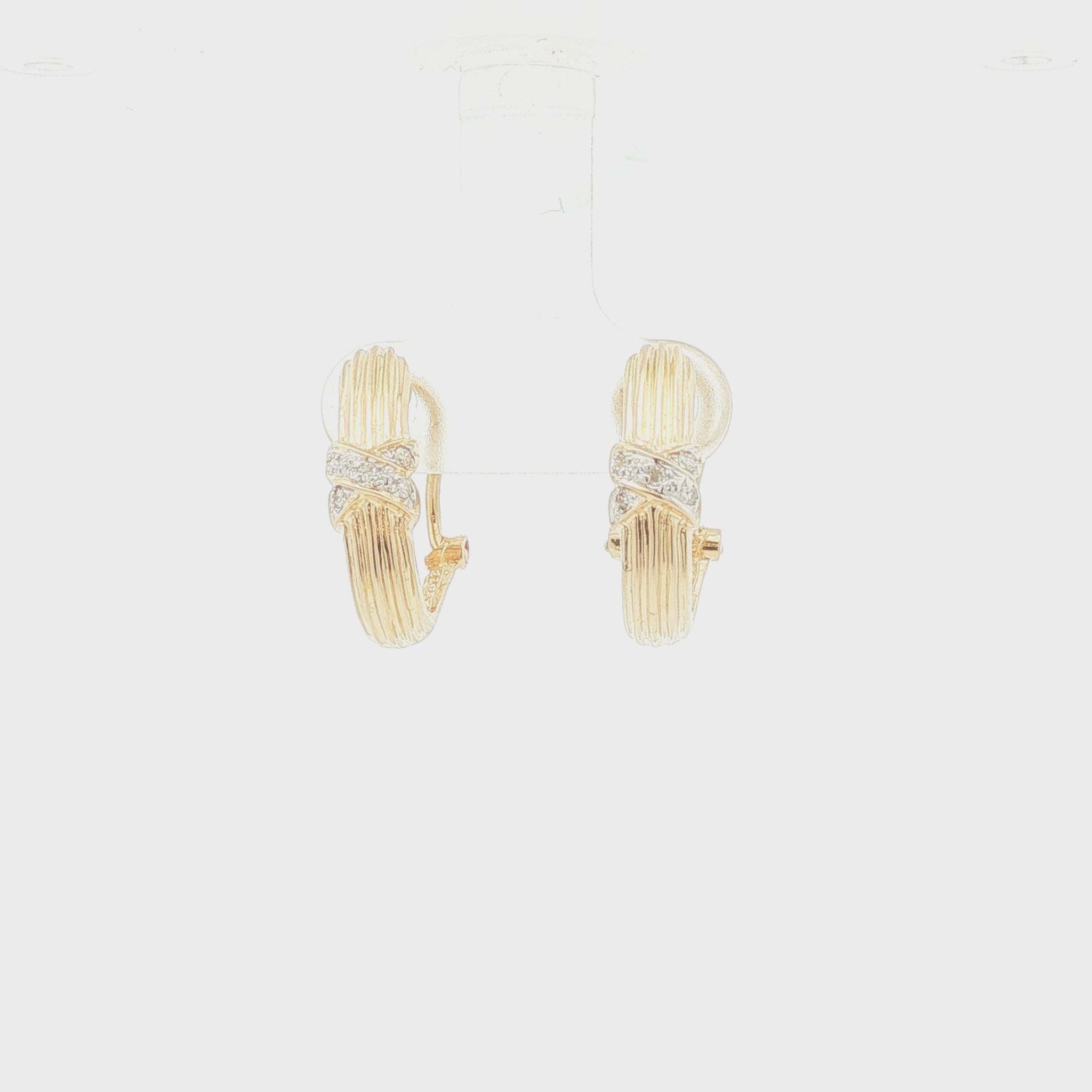 J Shaped Hoops With Diamond X Earrings