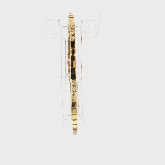 Late 20th-Century 14k Yellow Gold Diamond Box Link Bracelet