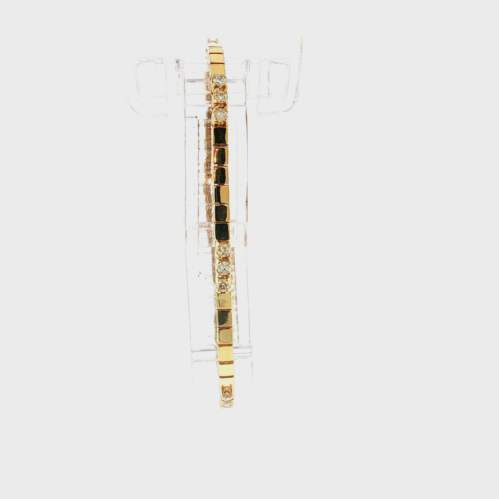 Late 20th-Century 14k Yellow Gold Diamond Box Link Bracelet