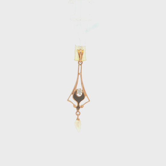 Antique Lavalier Enamel Pearl Pendant