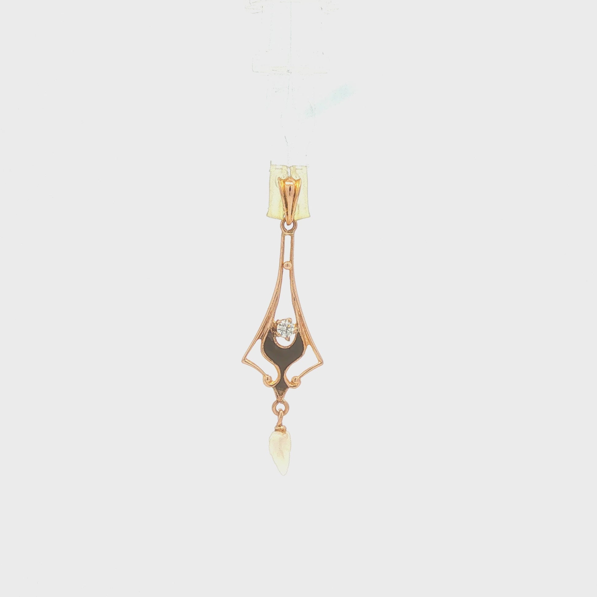 Antique Lavalier Enamel Pearl Pendant