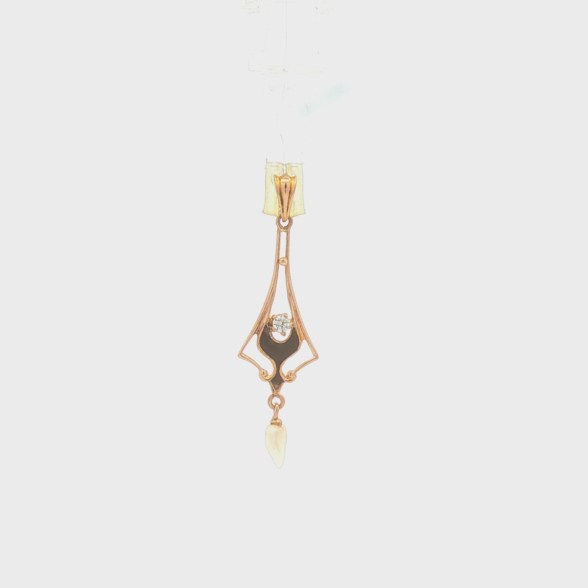 Antique Lavalier Enamel Pearl Pendant
