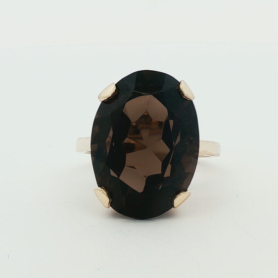 Bold smokey quartz prong set solitaire ring