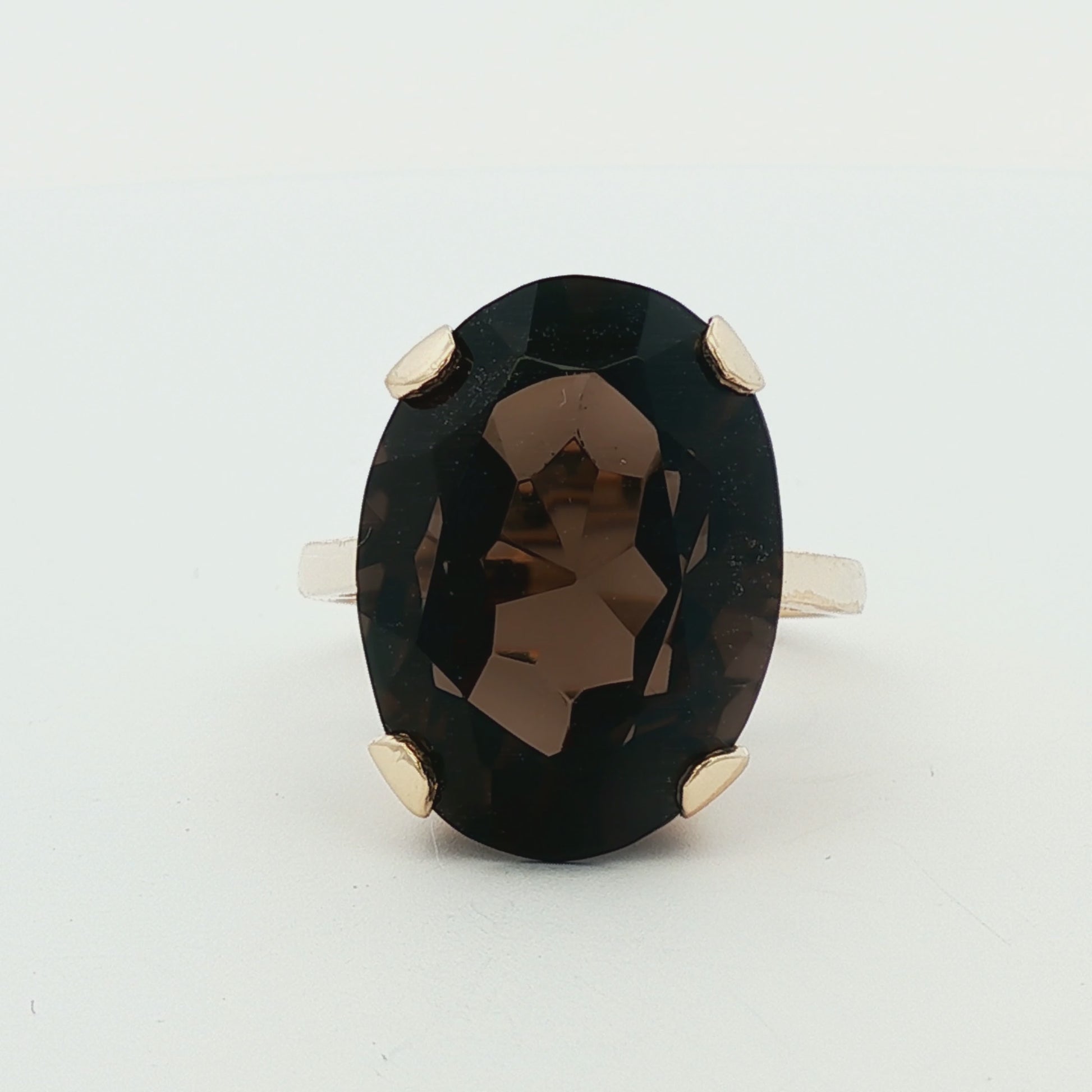 Bold smokey quartz prong set solitaire ring