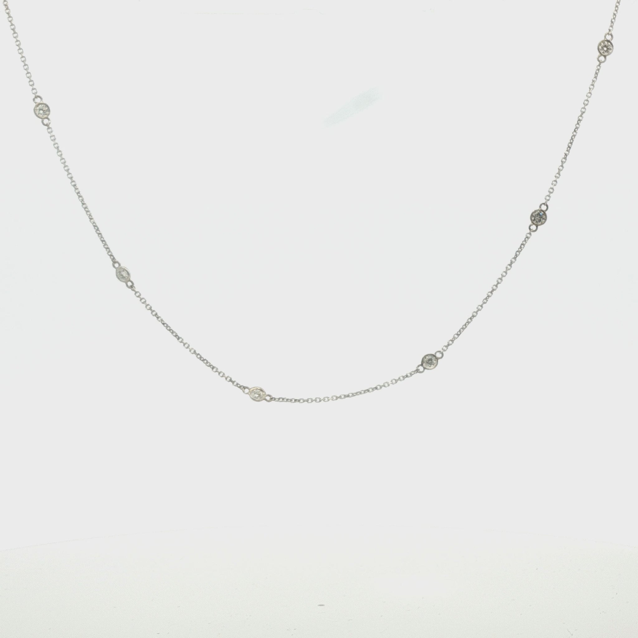 Vintage 16.5" 11 Diamonds by the Yard 14k white gold Necklace