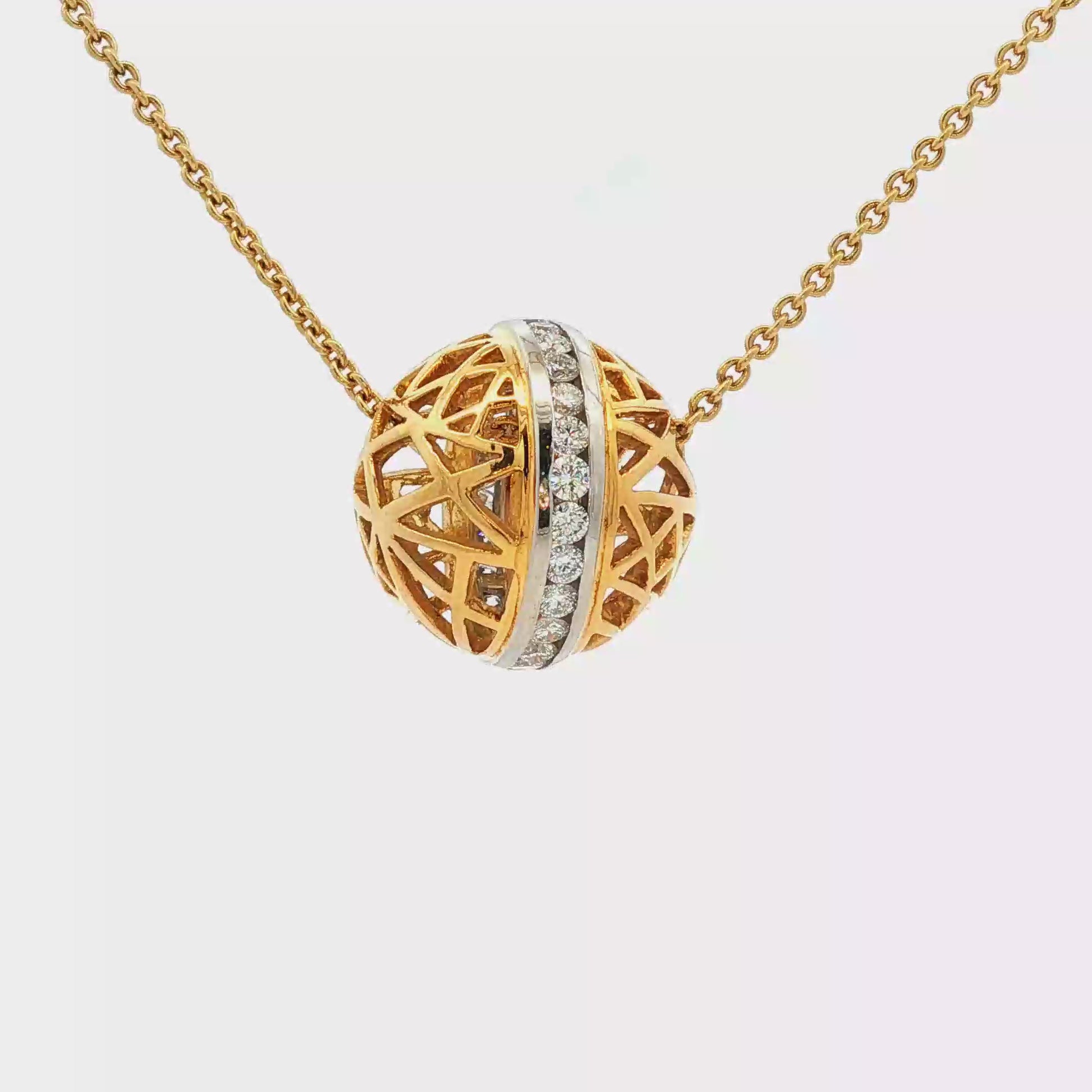 Charles Turi 18k and Platinum diamond ball pendant