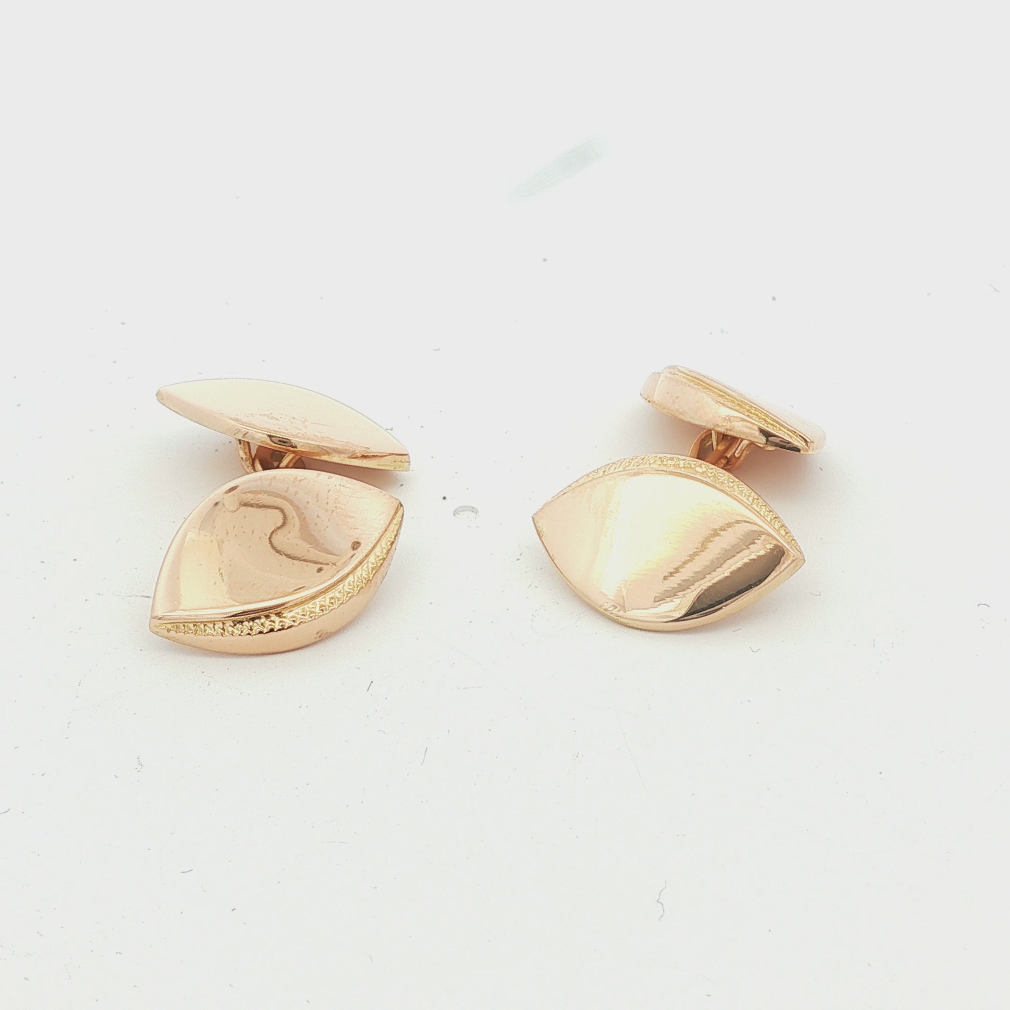 Mid Century 18k yellow Football Shaped Two Sided Cufflinks