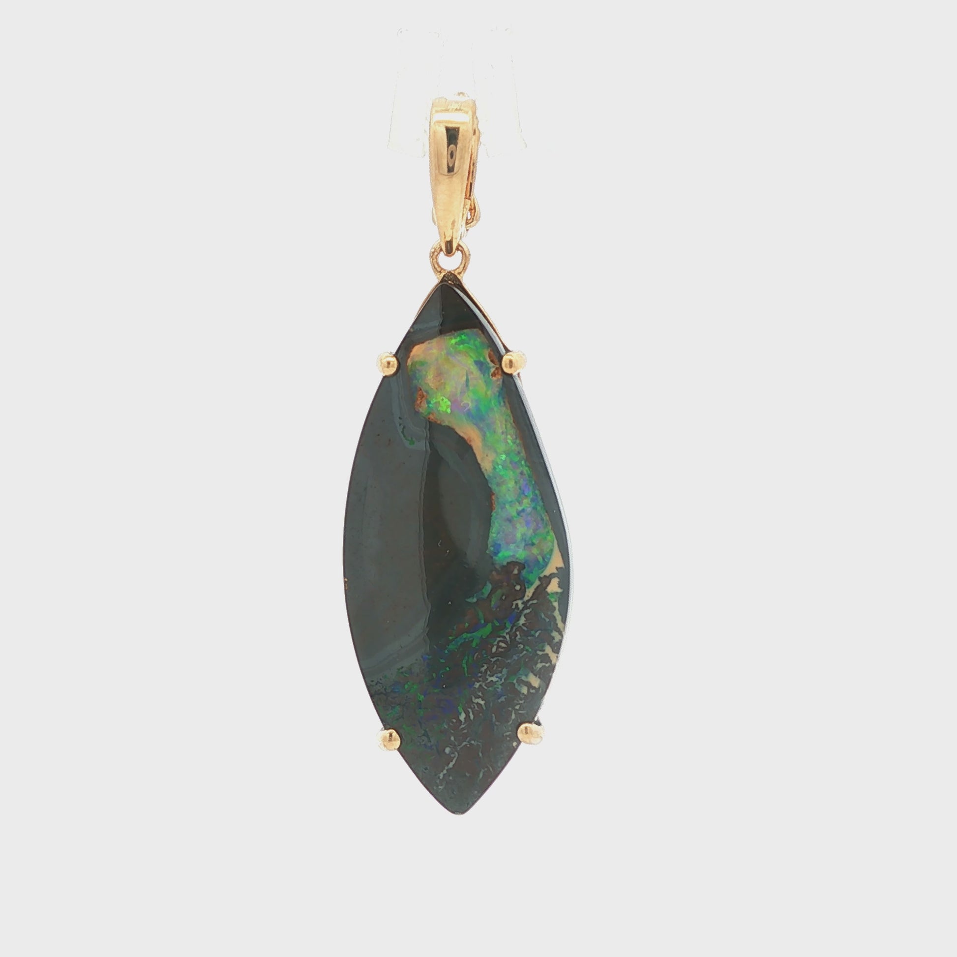 Vintage 14.8 Carat Boulder Opal Pendant in 14k Yellow Gold