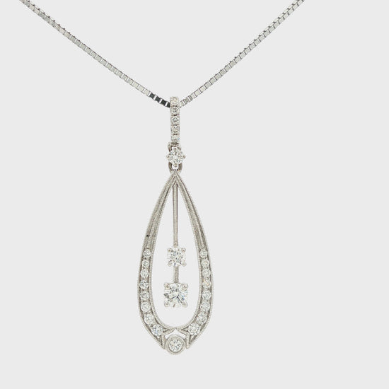 Vintage Simon G 18k white gold Diamond Drop Pendant