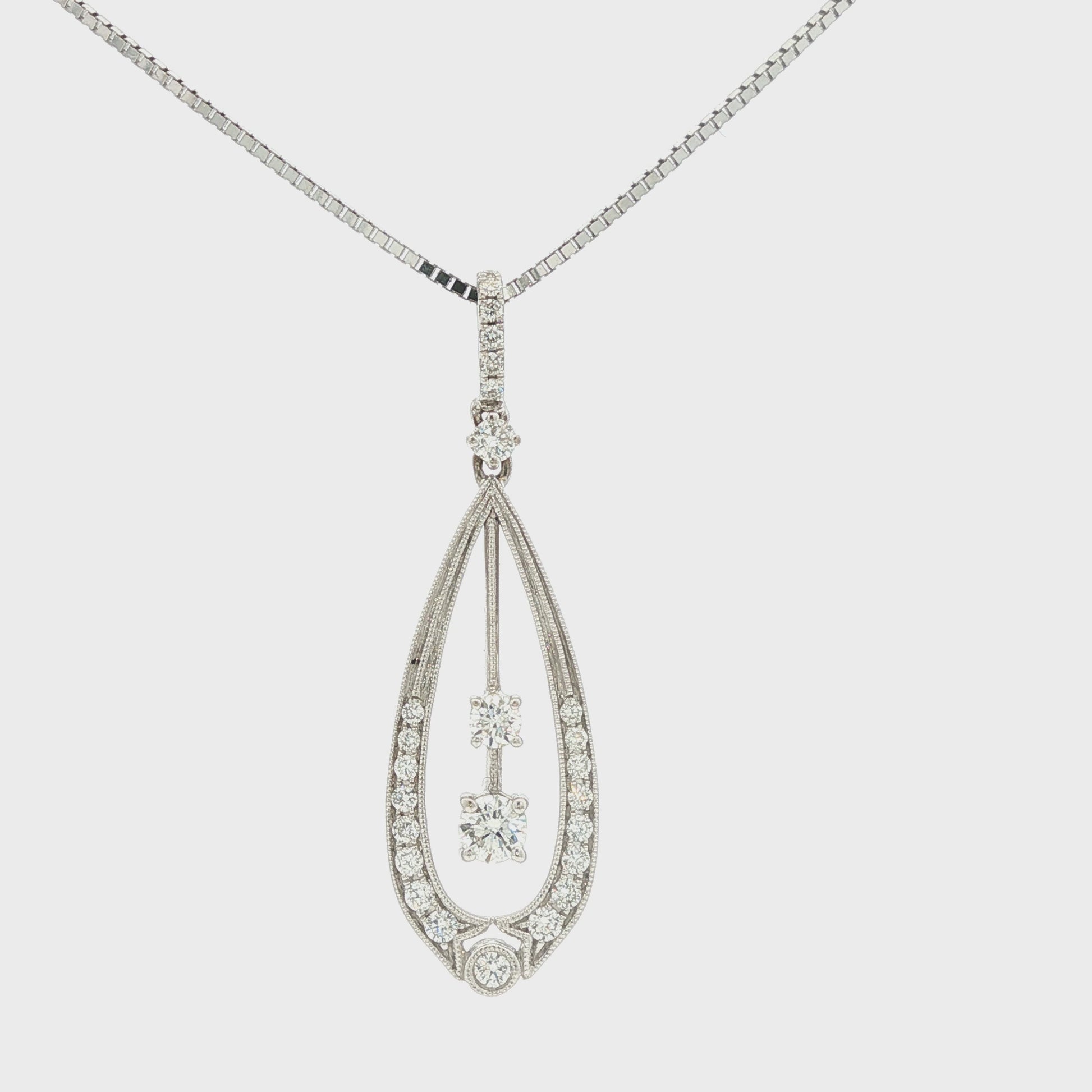 Vintage Simon G 18k white gold Diamond Drop Pendant