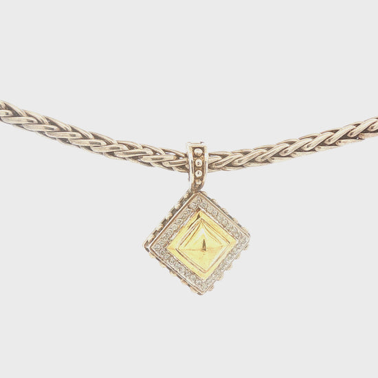 Sterling and 18K Geometric Necklace with Diamonds by Fred Samuel Benham BJC