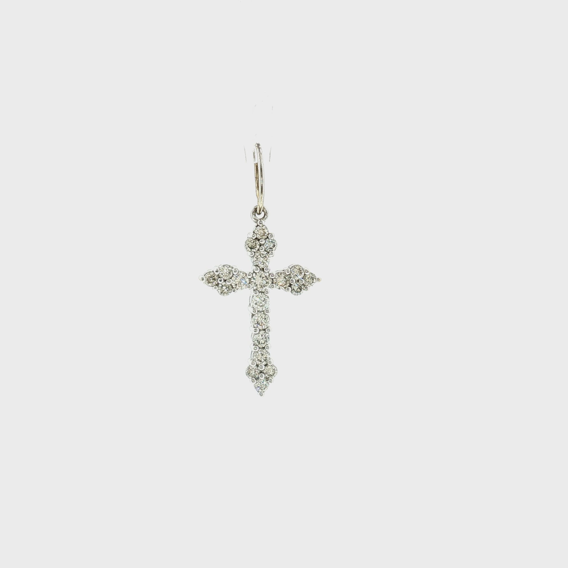 Vintage Late 20th-Century 14k White Gold Diamond Cross