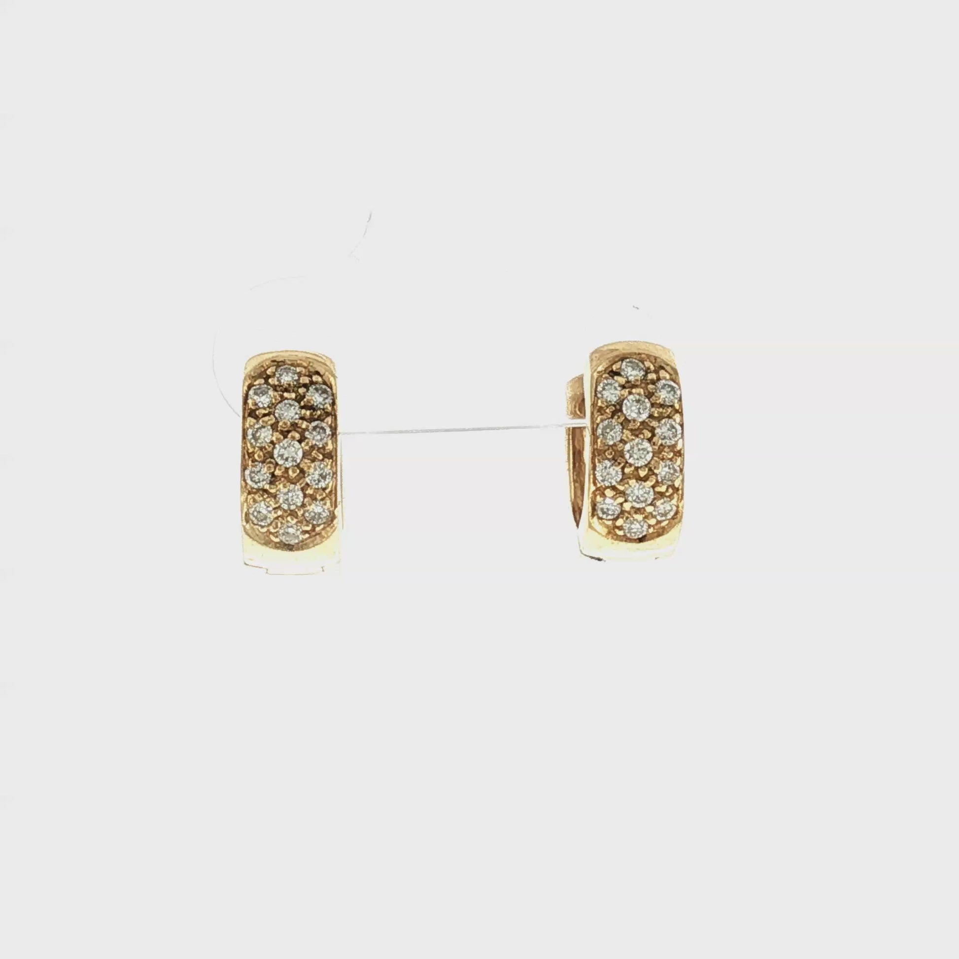 Late 20th-Century 18k Yellow Gold Natural Diamond Pave Earrings