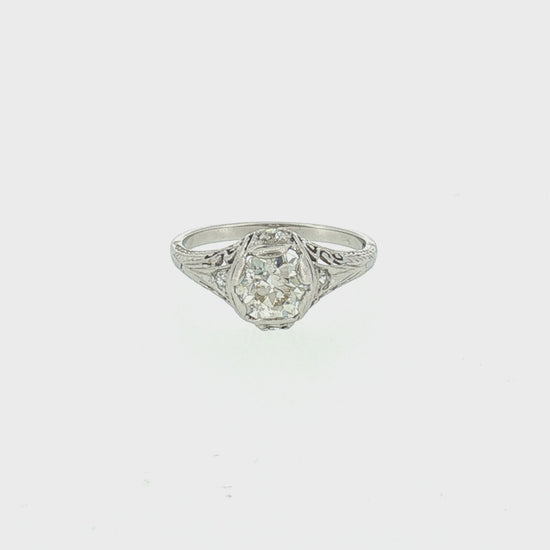 1920's Platinum 1.06ct Old European Cut Diamond Hand Fabricated Engagement RIng