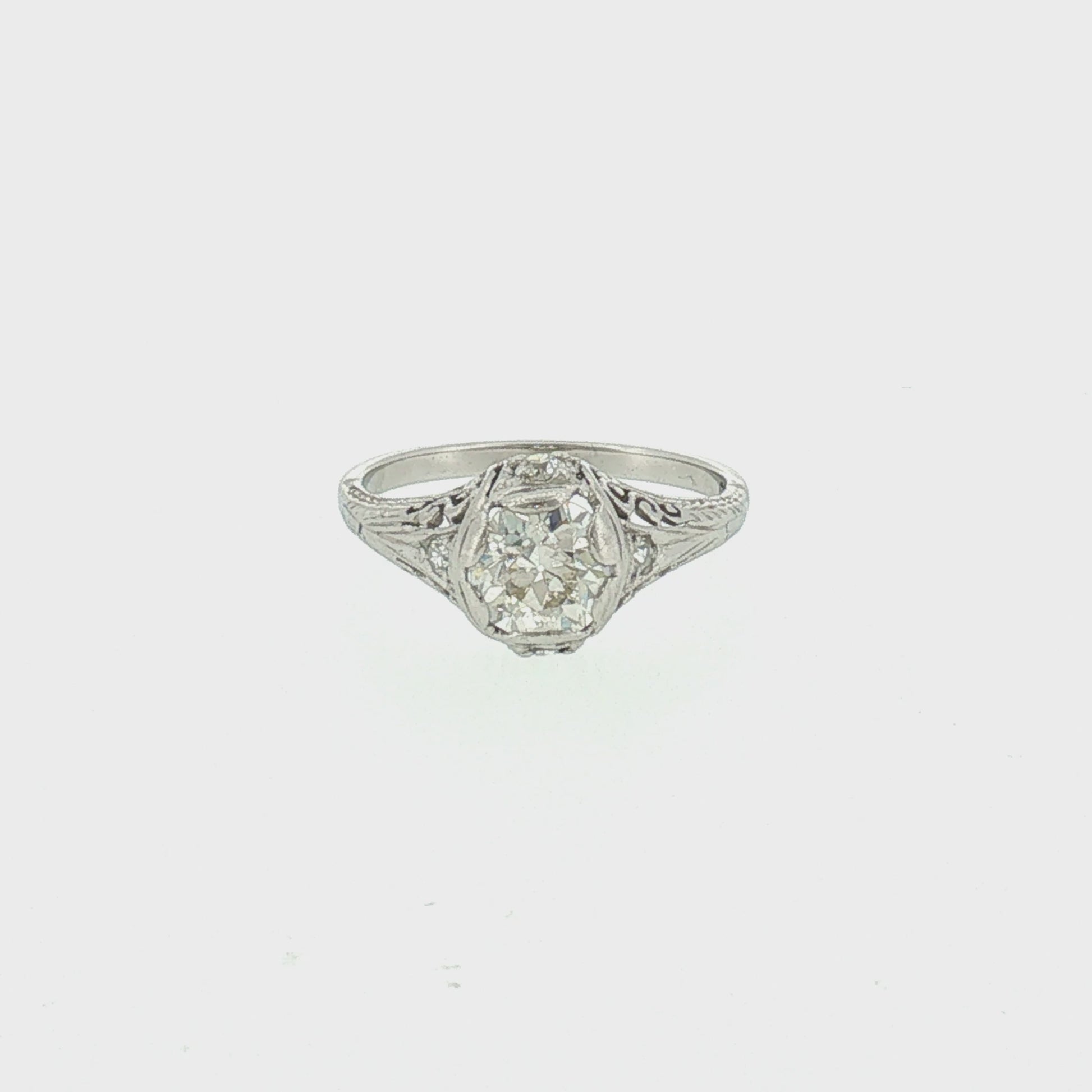 1920's Platinum 1.06ct Old European Cut Diamond Hand Fabricated Engagement RIng