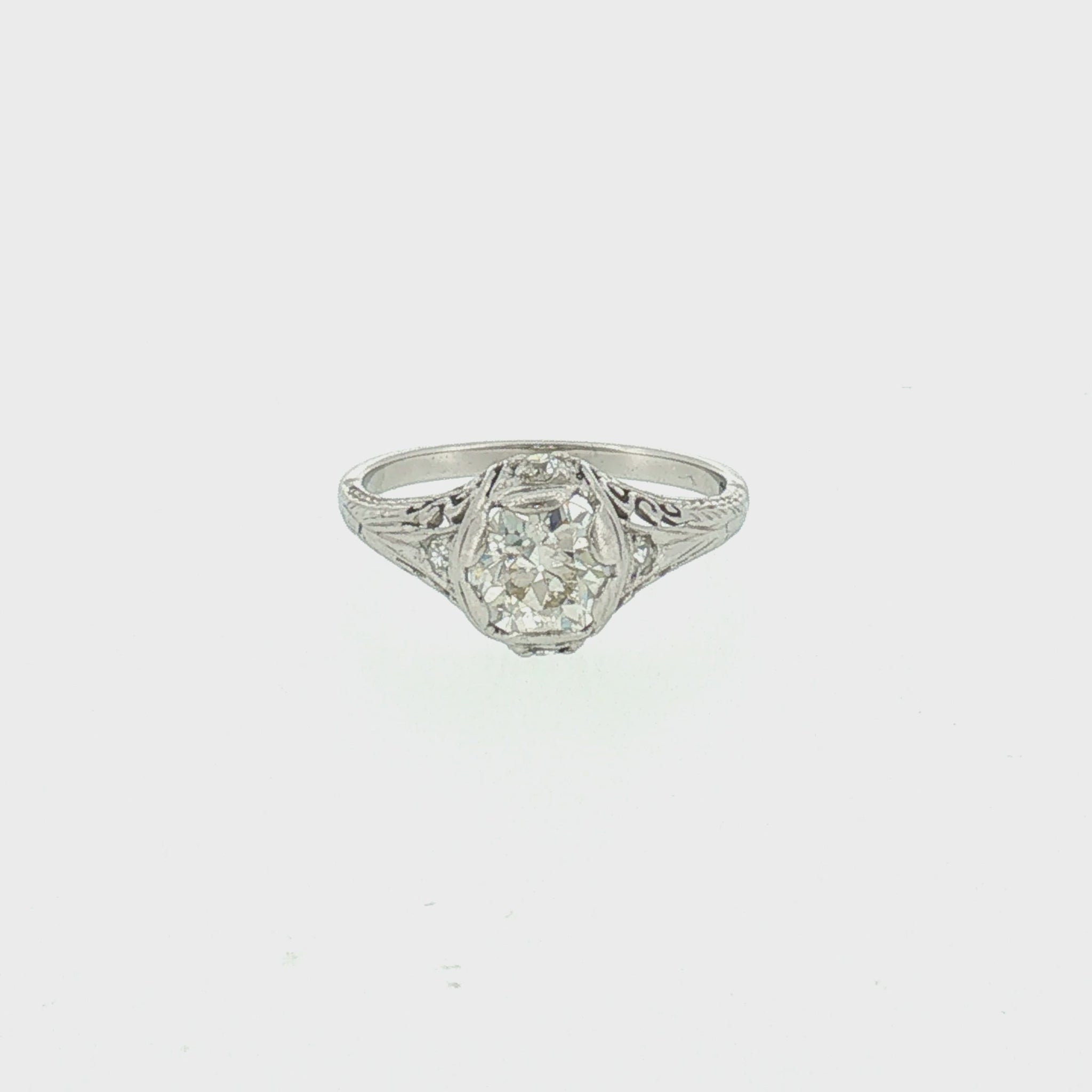 1920's Platinum 1.06ct Old European Cut Diamond Hand Fabricated Engagement RIng