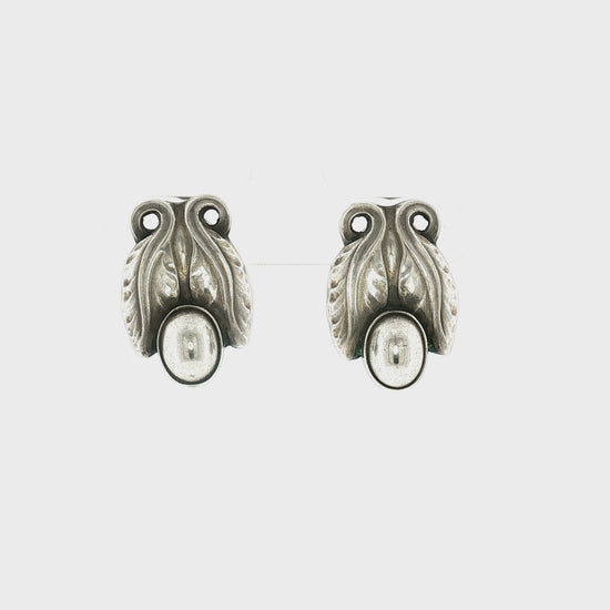 Mid-Century Sterling Georg Jensen #108 Blossom Clip Earrings