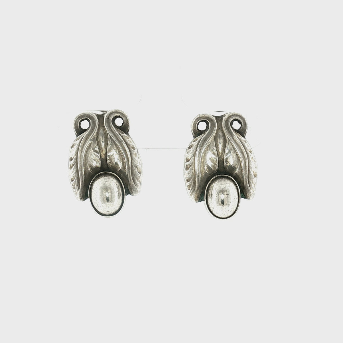 Mid-Century Sterling Georg Jensen #108 Blossom Clip Earrings