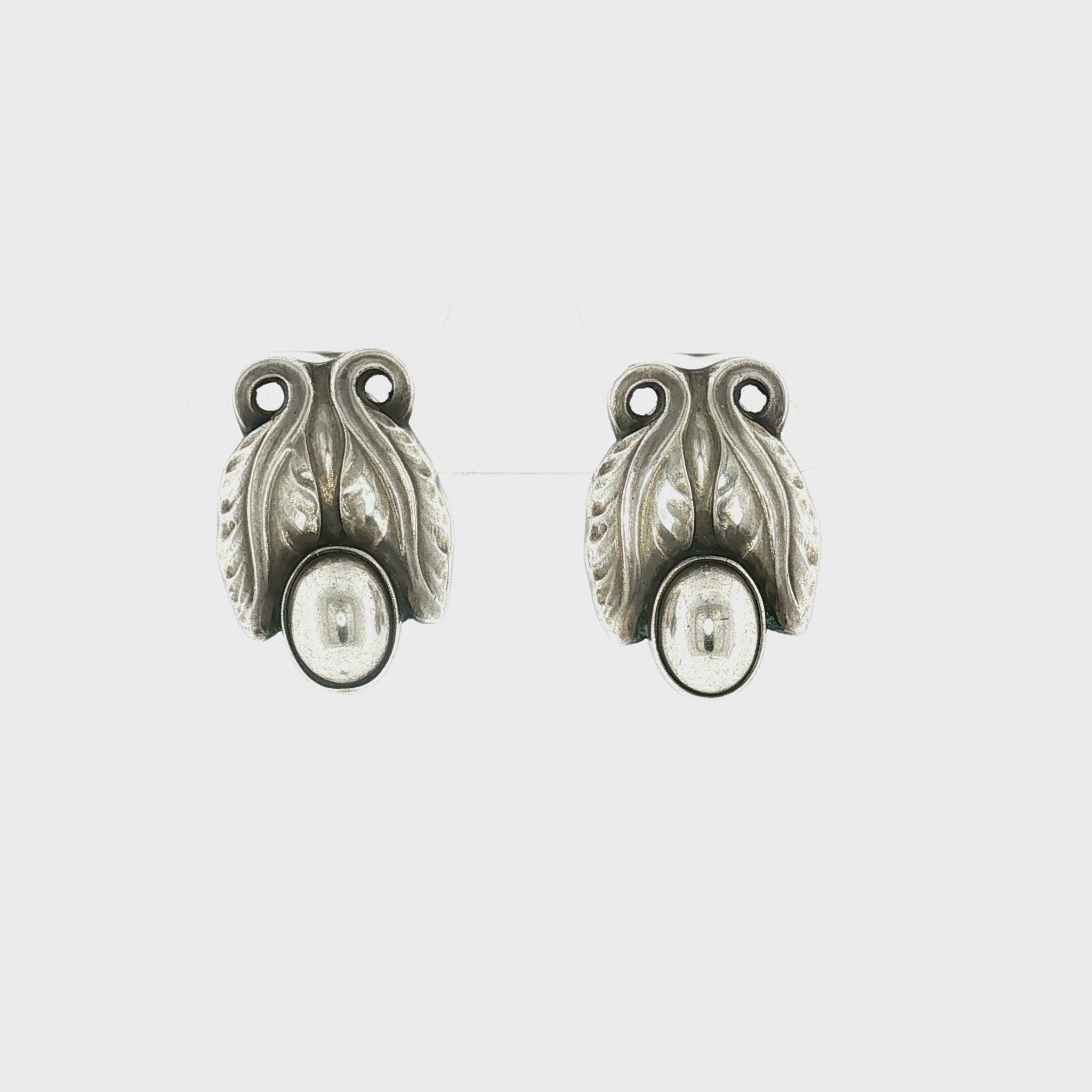 Mid-Century Sterling Georg Jensen #108 Blossom Clip Earrings